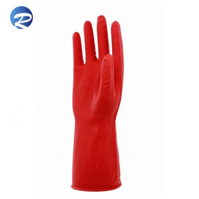 Dip flock lined red checkered palm latex cleaning hand household glove