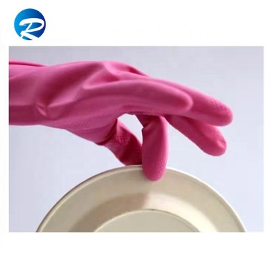 Low price waterproof pink cleaning household cleaning top glove latex glove