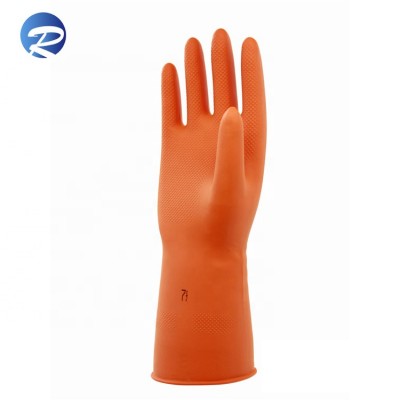 Hot selling skillful manufacturer orange household working pure latex glove